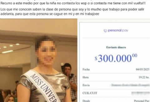 ¡No me quemes!: acusan en redes sociales a una ex Miss Universo de Alberdi por no pagar deudas